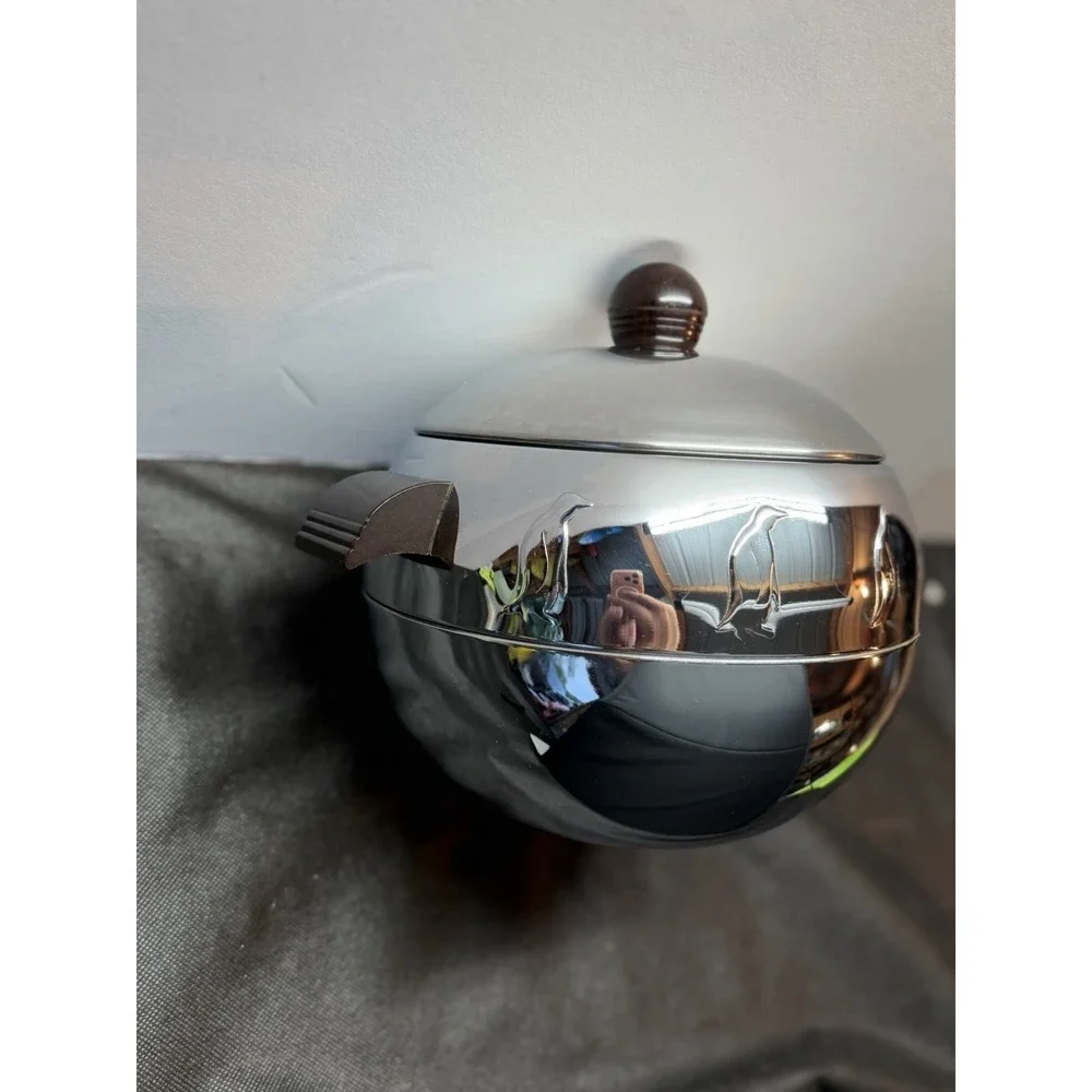 Vintage West Bend Stainless Steel Penguin Hot & Cold Server Chrome Ice Bucket